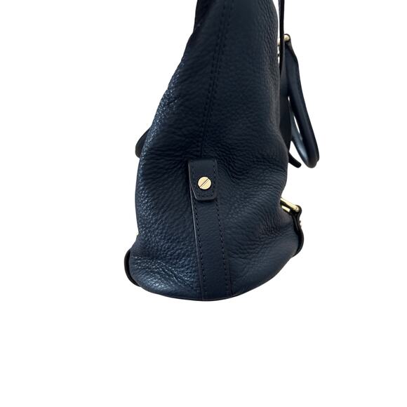 Michael Kors Hamilton Satchel Navy Pebbled Leather Gold Hardware Medium Tote - Picture 9 of 10